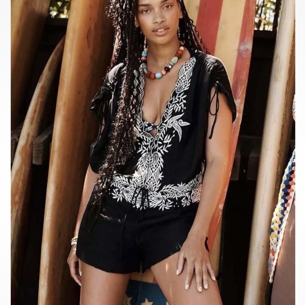 Free People Weila Romper in Black sz M NWT $148R